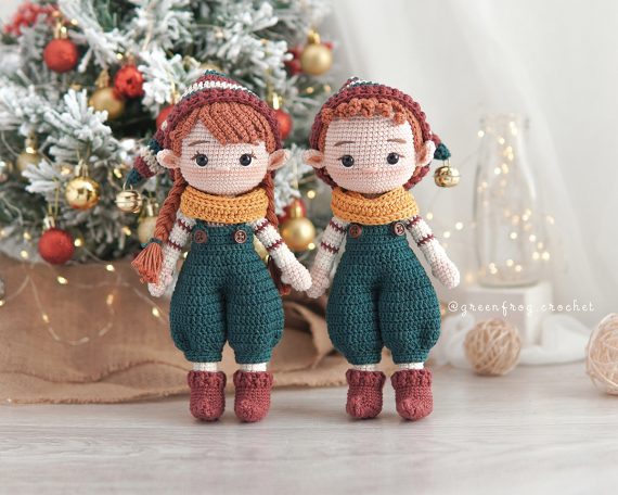 amigurumi-doll-pattern-Christmas-elf-green-frog-crochet