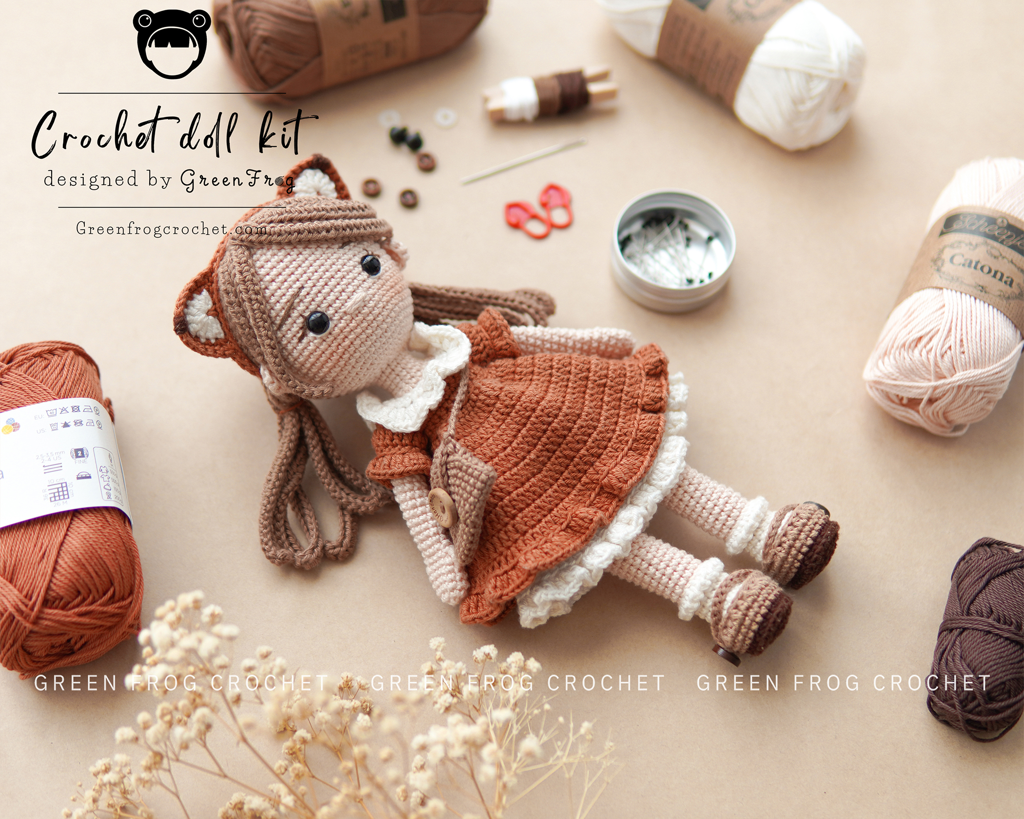 Crochet Kit: Mia doll – Green Frog