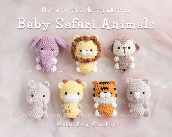 Green-frog-crochet-no-sew-crochet-safari-animal-pattern