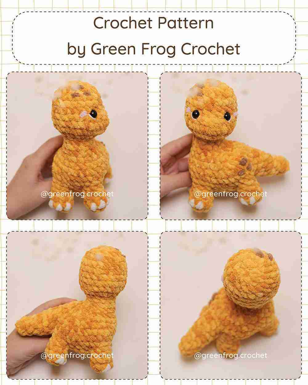 Amigurumi Crochet Brontosaurus Dinosaurs No sew pattern 4