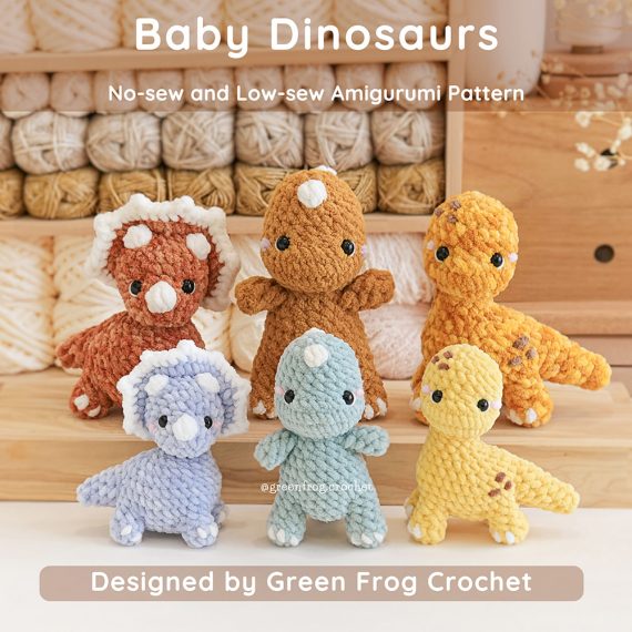 Amigurumi Crochet Dinosaurs No sew pattern 1