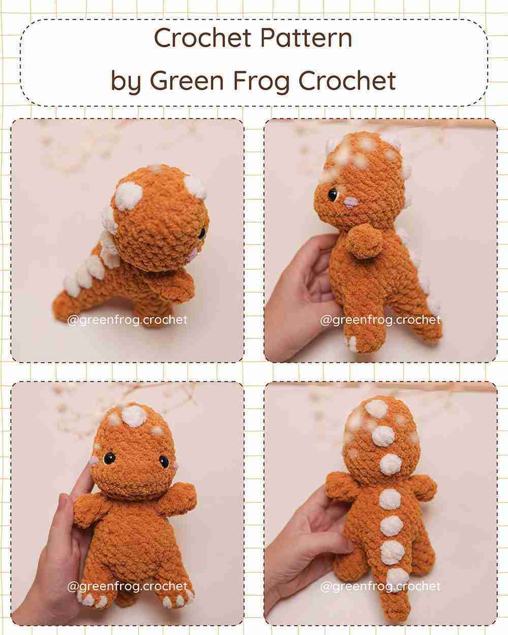 Amigurumi Crochet Tyrannosaurus Dinosaurs No sew pattern 1