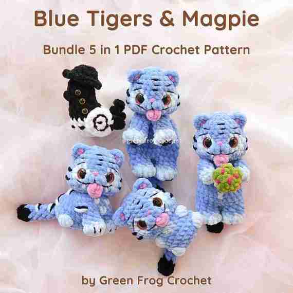 Kpop Crochet Pattern blue tiger Dolls