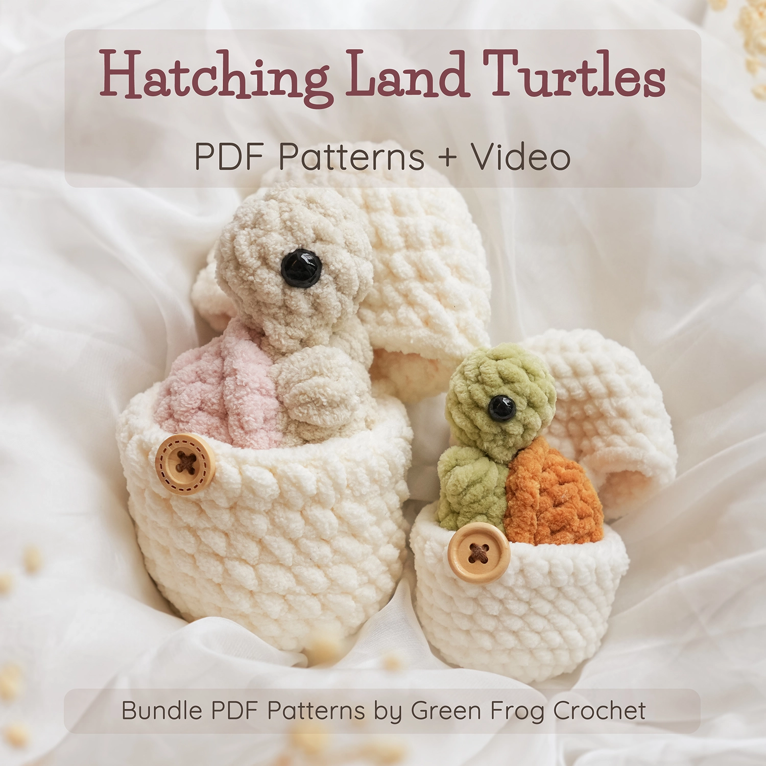 Hatching turtles amigurumi no-sew crochet pattern Greenfrogcrochet 1