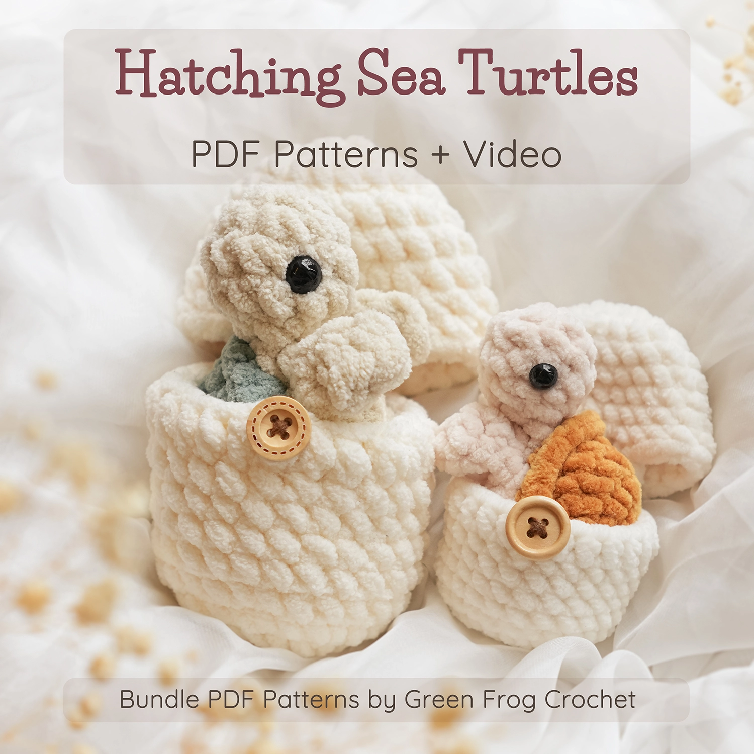 Hatching turtles amigurumi no-sew crochet pattern Greenfrogcrochet 1