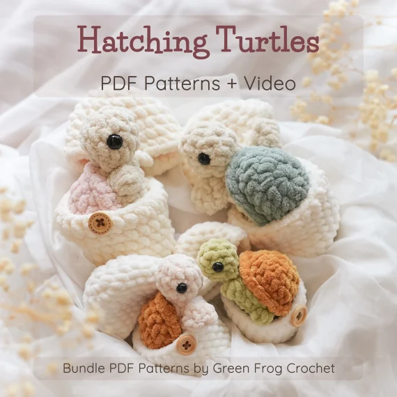 Hatching turtles amigurumi no-sew crochet pattern Greenfrogcrochet 1