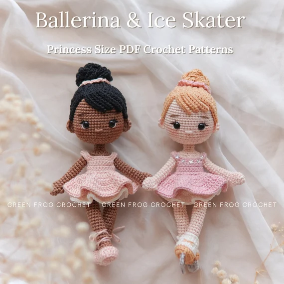 Ballerina Ice Skater crochet amigurumi princess doll pattern 1