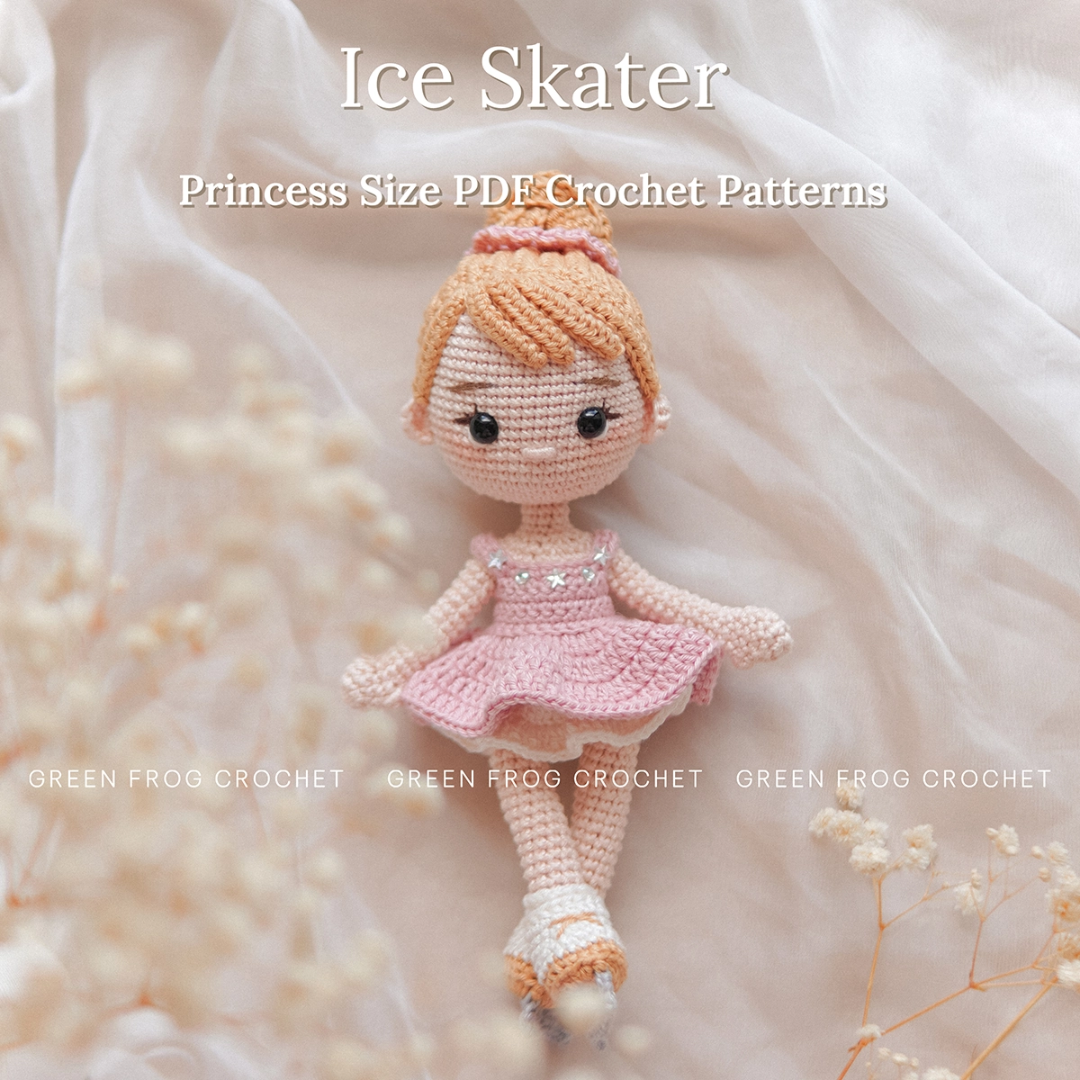 Ice skater crochet amigurumi princess doll pattern 3