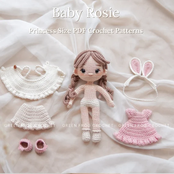 Rosie crochet amigurumi princess doll pattern 1