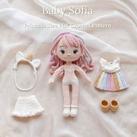 Sofia crochet amigurumi doll pattern 1