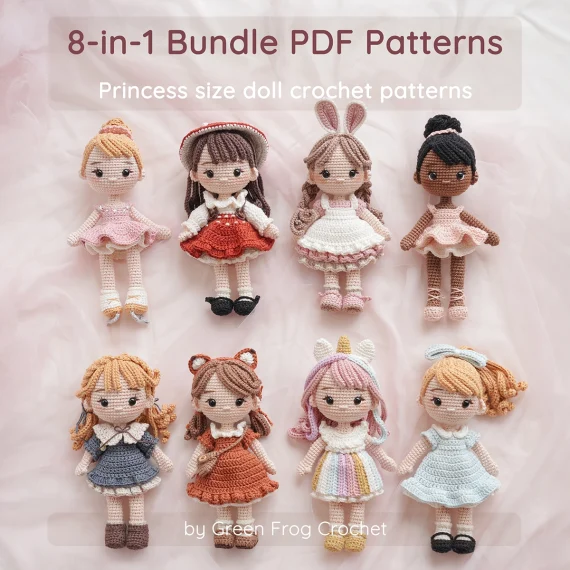 Bundle 8 in 1 Princess size doll: 8 dolls and 3 body types