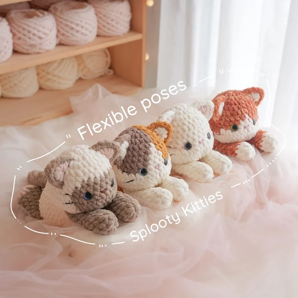 amigurumi crochet plushie pattern lazy splooty kitties green frog crochet 2