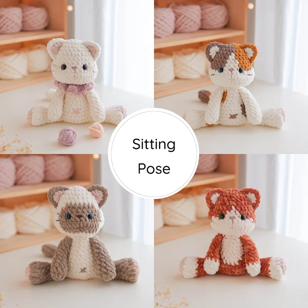 amigurumi crochet plushie pattern lazy splooty kitties green frog crochet 2