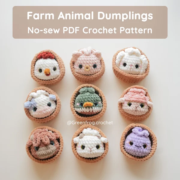 Farm Animal Dumplings No Sew Crochet Pattern