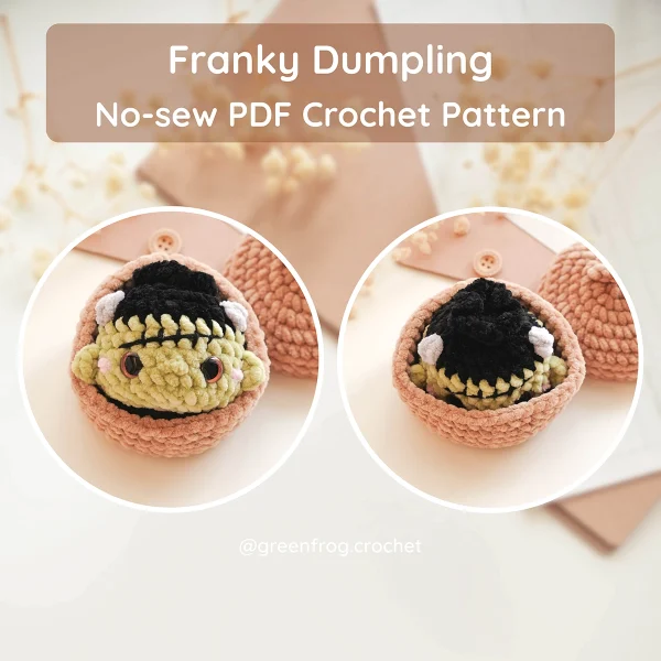 Halloween Dumplings No Sew Amigurumi Crochet Pattern | Squishy Bao Bun Spooky Keychain PDF | Hatching Animal Series - Image 5