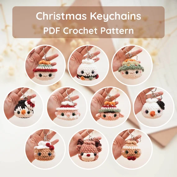 Christmas Dumplings Keychain Ornament No sew Crochet Pattern Green Frog Crochet