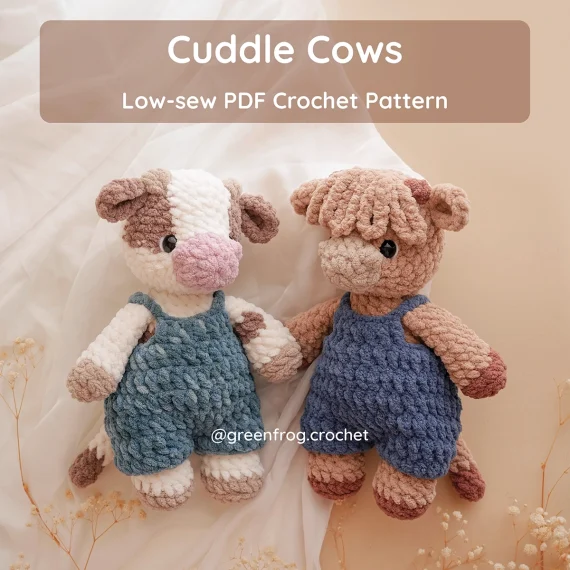 Highland Cow Calf in overalls Crochet Amigurumi Pattern