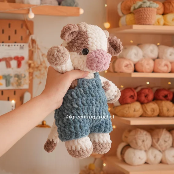 Milky Cow Calf in overalls Crochet Amigurumi Pattern 5