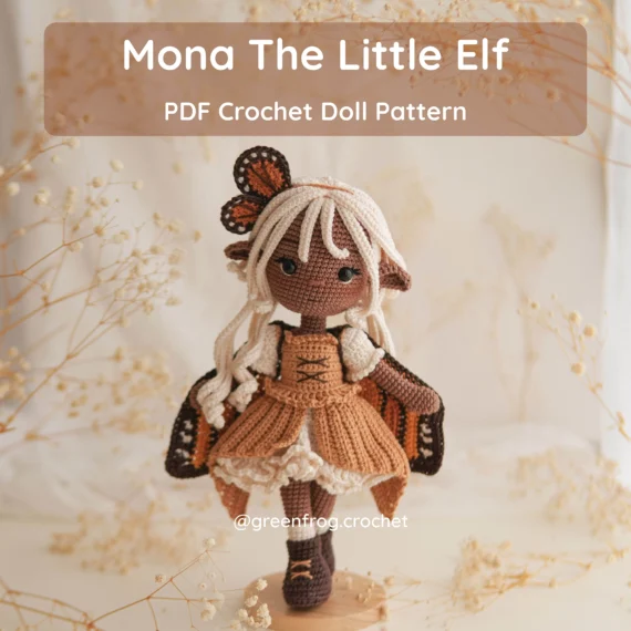 Mona Little Butterfly Elf Doll Crochet Pattern Green Frog Crochet