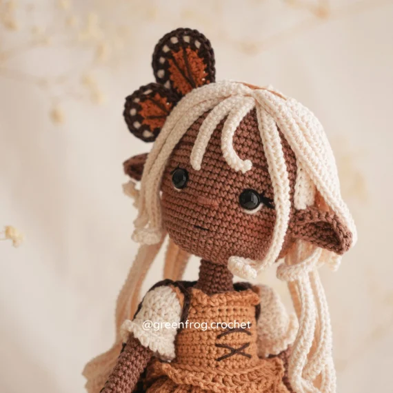 Mona Little Butterfly Elf Doll Crochet Pattern Green Frog Crochet