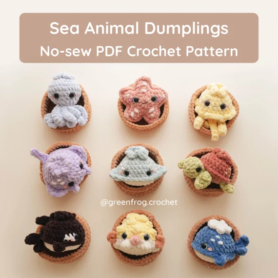 Sea Animal Dumplings Crochet Pattern Green Frog Crochet